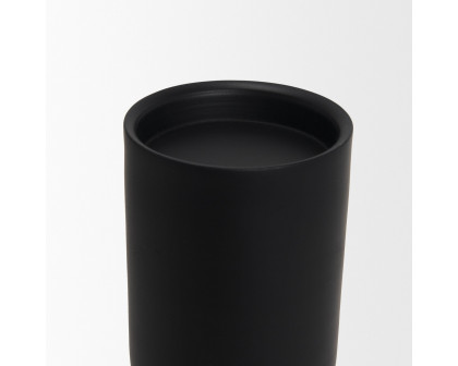 Mercana Qamra Short Black Metal Pillar Candle Holder