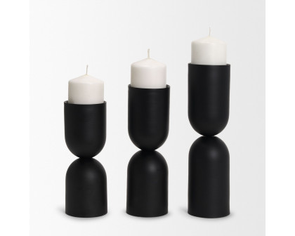 Mercana Qamra Short Black Metal Pillar Candle Holder