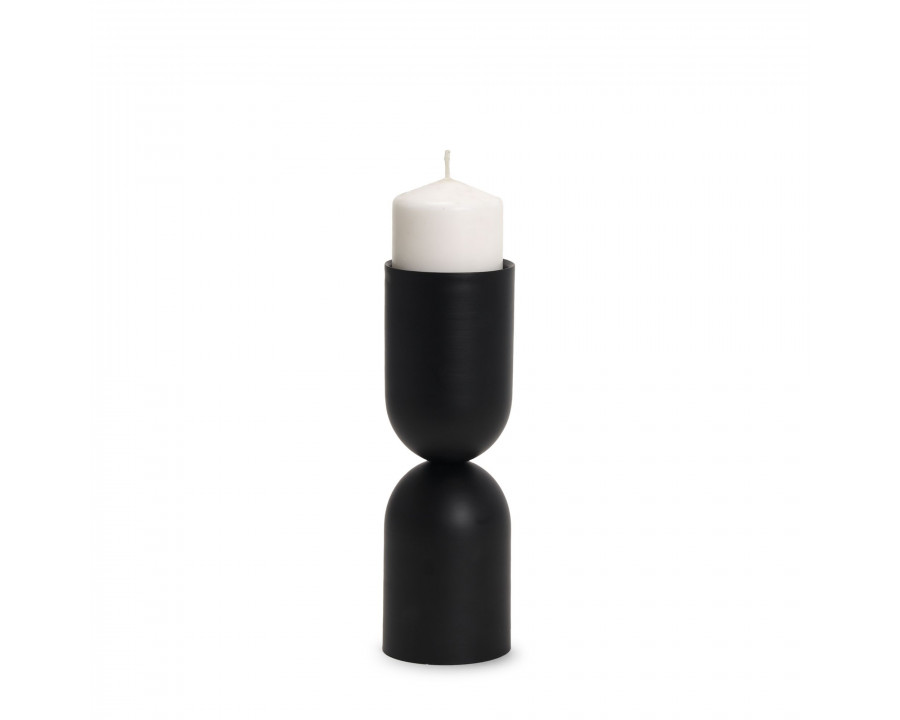 Mercana Qamra Medium Black Metal Pillar Candle Holder