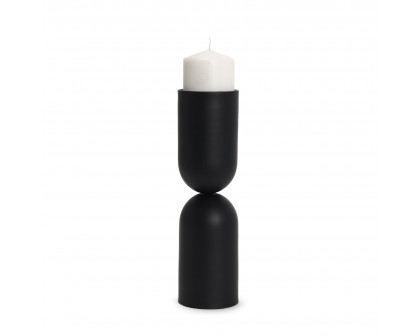 Mercana - Qamra Beige Textured Metal Pillar Candle Holder Candle Holder