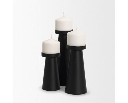 Mercana Quadir Short Matte Black Metal Candle Holder