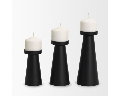 Mercana Quadir Short Matte Black Metal Candle Holder