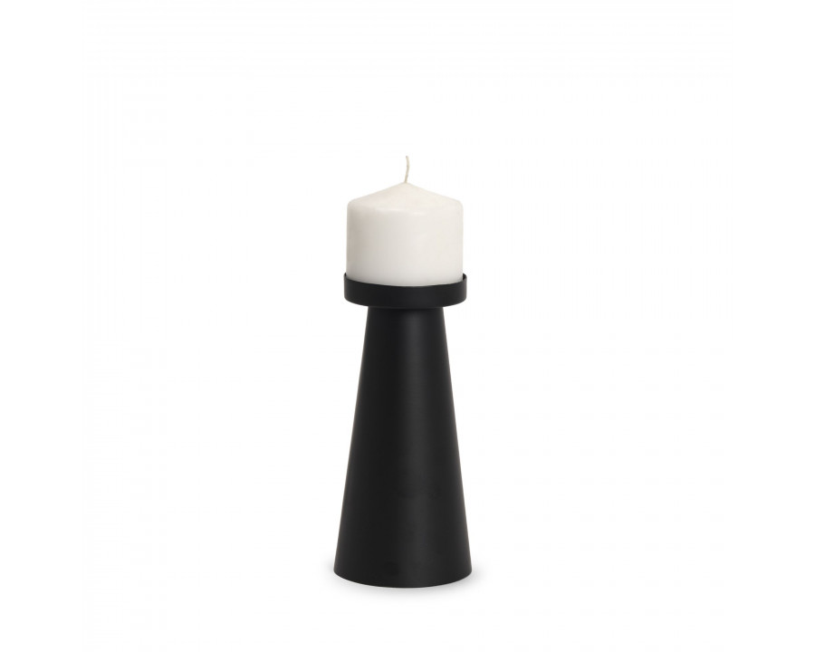 Mercana - Quadir Matte Black Metal Candle Holder