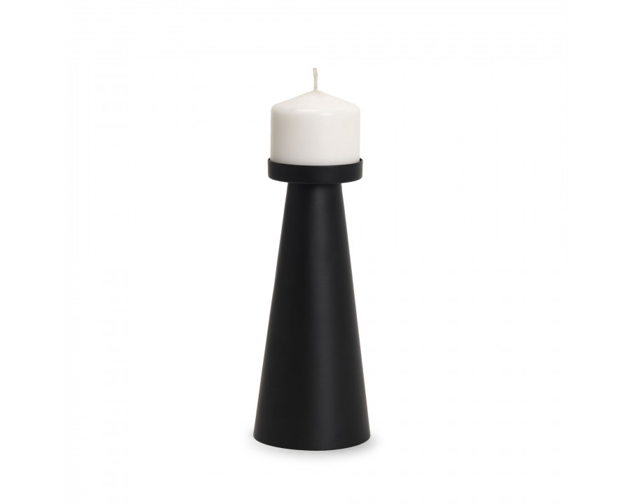 Mercana Quadir Tall Matte Black Metal Candle Holder