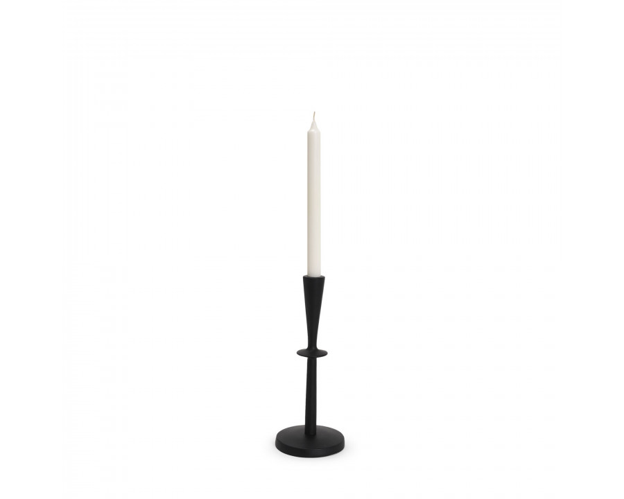 Mercana - Qwin Matte Black Cast Aluminum Candle Holder