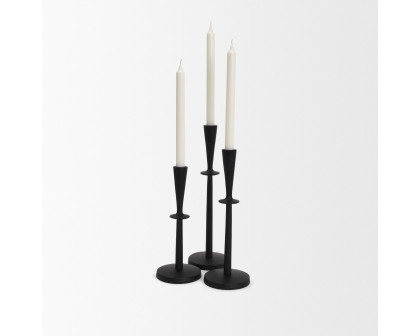 Mercana Qwin Matte Black Cast Aluminum Short Candle Holder