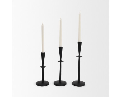 Mercana Qwin Matte Black Cast Aluminum Short Candle Holder