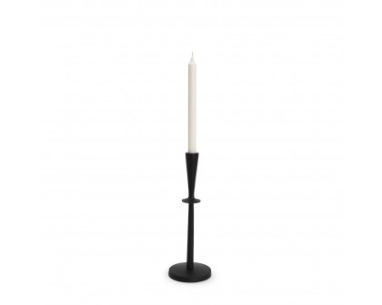 Mercana - Qwin Matte Black Cast Aluminum Candle Holder