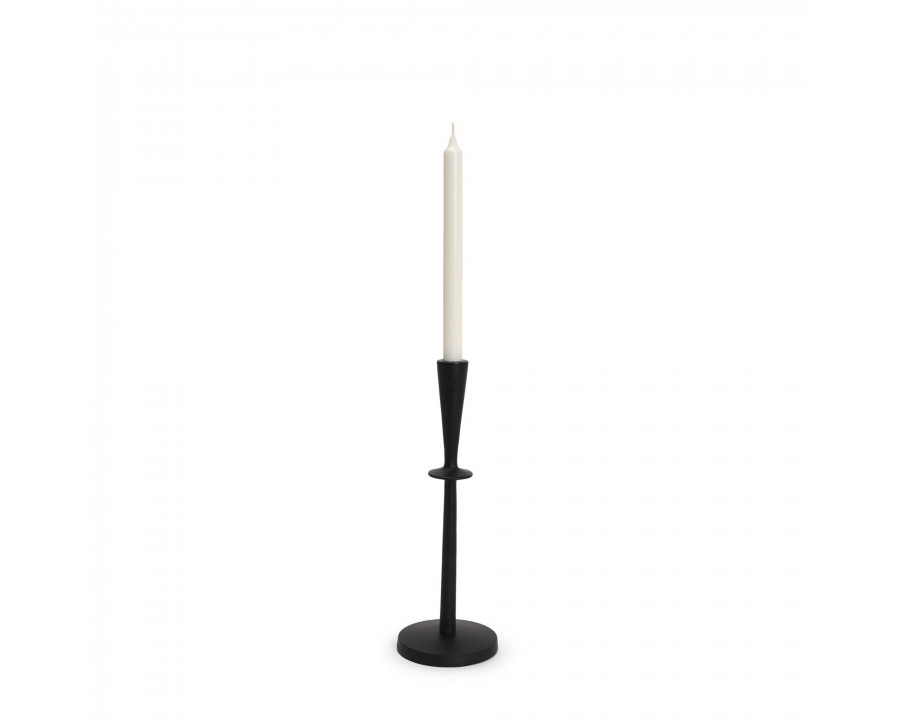 Mercana Qwin Matte Black Cast Aluminum Medium Candle Holder