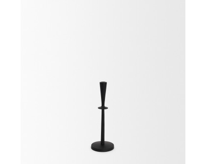 Mercana Qwin Matte Black Cast Aluminum Medium Candle Holder