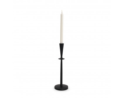 Mercana - Qwin Matte Black Cast Aluminum Candle Holder