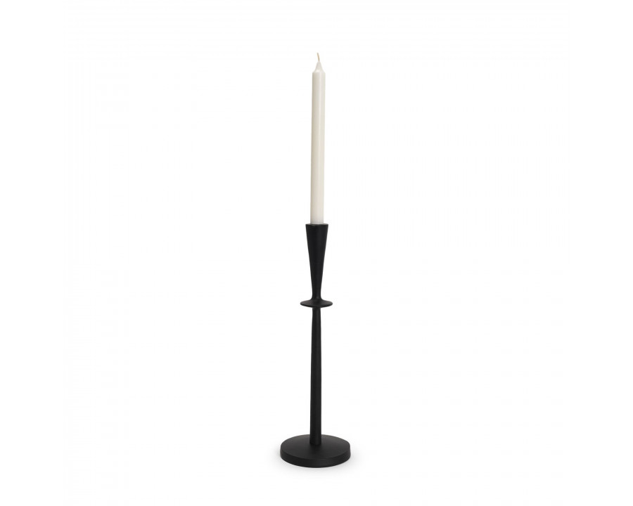 Mercana Qwin Matte Black Cast Aluminum Tall Candle Holder