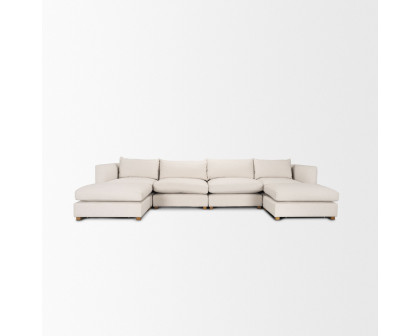 Mercana Halston 6 Piece Sectional with 2 x Ottoman - Oatmeal