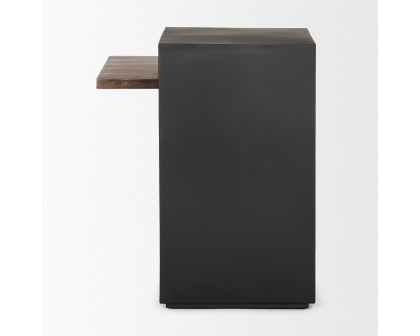 Mercana - Charles Matte Black Metal with Wood Shelf Square Accent Table