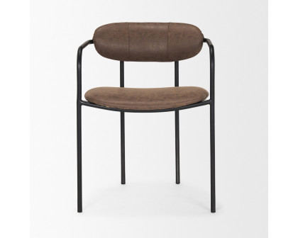 Mercana Parker Dining Chair with Black Metal - Brown/Black