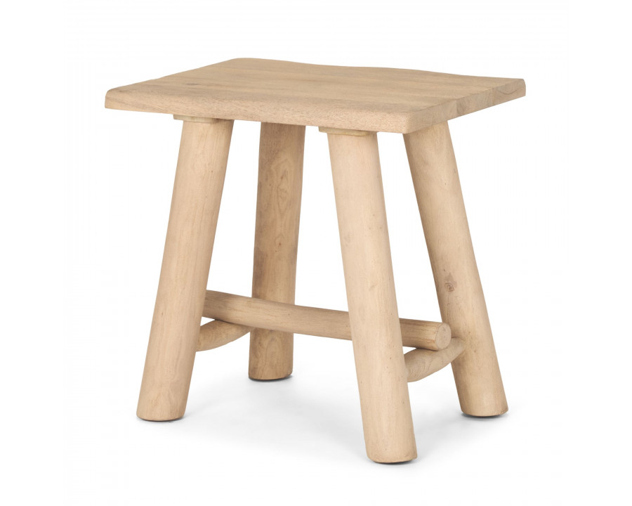 Mercana - Sekou Light Brown Short Wooden Craftsman Stool