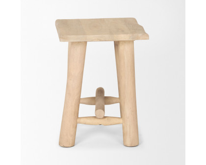 Mercana - Sekou Light Brown Short Wooden Craftsman Stool