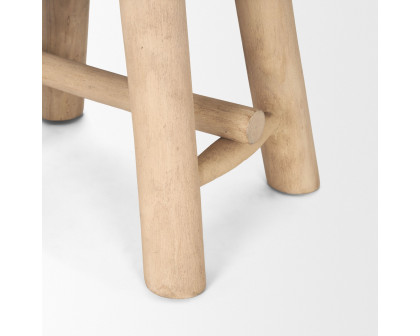 Mercana - Sekou Light Brown Short Wooden Craftsman Stool