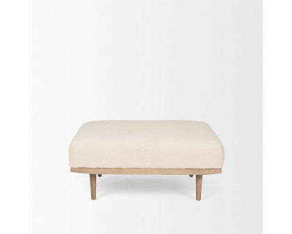 Mercana - Shae Brown Wood with Oatmeal Fabric Ottoman