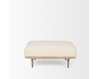 Mercana - Shae Brown Wood with Oatmeal Fabric Ottoman