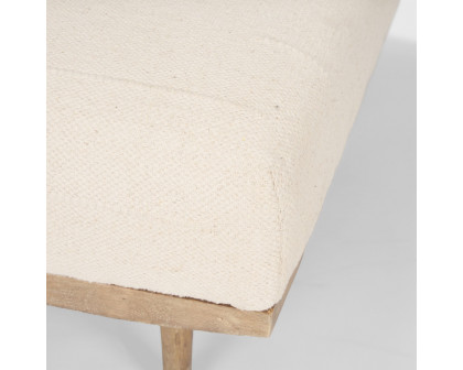 Mercana - Shae Brown Wood with Oatmeal Fabric Ottoman