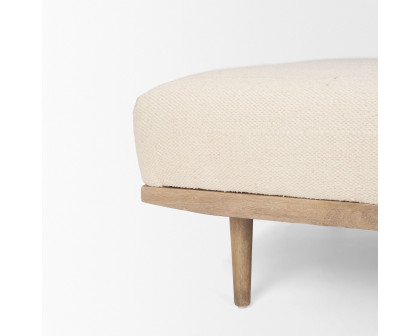 Mercana - Shae Brown Wood with Oatmeal Fabric Ottoman