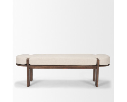 Mercana Sohan Bench with Oatmeal Fabric - Dark Brown