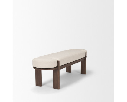 Mercana Sohan Bench with Oatmeal Fabric - Dark Brown