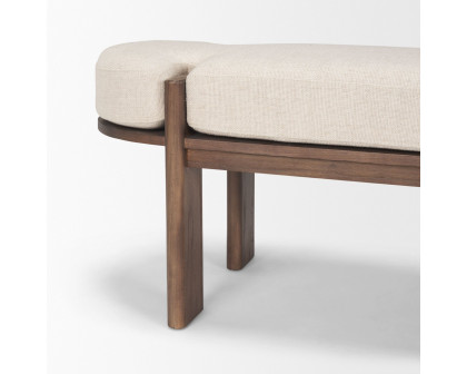 Mercana Sohan Bench with Oatmeal Fabric - Dark Brown