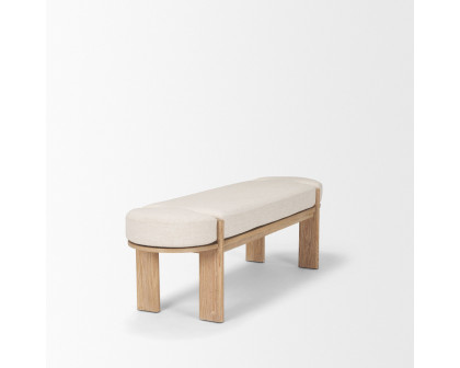 Mercana Sohan Bench with Oatmeal Fabric - Light Brown