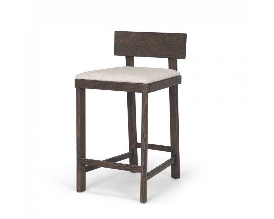 Mercana - Soren Counter Stool with Oatmeal Fabric in Dark Brown, Wood