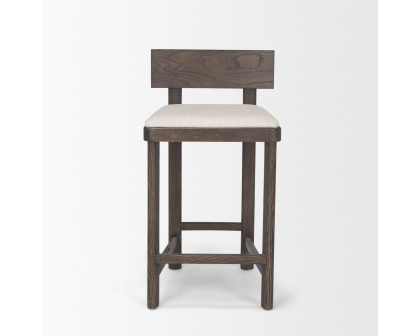 Mercana - Soren Counter Stool with Oatmeal Fabric in Dark Brown, Wood