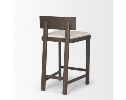 Mercana - Soren Counter Stool with Oatmeal Fabric in Dark Brown, Wood