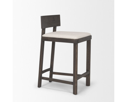 Mercana - Soren Counter Stool with Oatmeal Fabric in Dark Brown, Wood