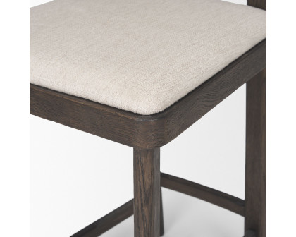 Mercana - Soren Counter Stool with Oatmeal Fabric in Dark Brown, Wood