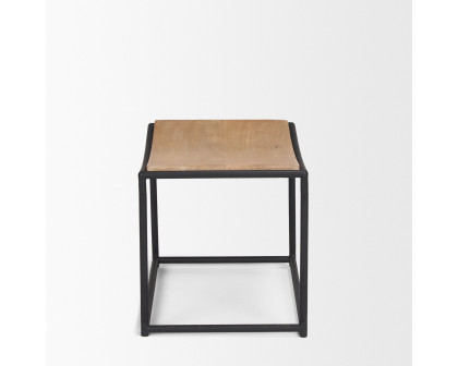 Mercana Taniel Stool with Black Metal - Light Brown, Wood