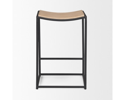 Mercana Taniel Counter Stool - Light Brown, Leather