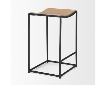 Mercana Taniel Counter Stool - Light Brown, Leather