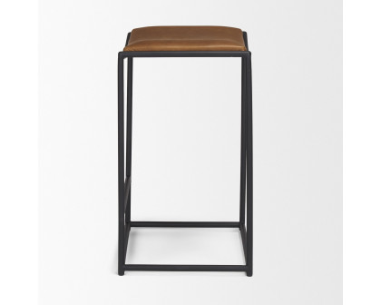 Mercana Taniel Counter Stool - Brown, Leather