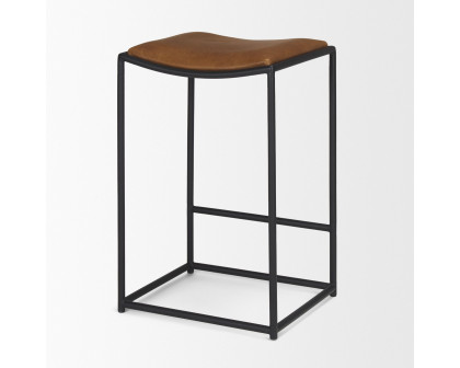 Mercana Taniel Counter Stool - Brown, Leather