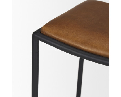 Mercana Taniel Counter Stool - Brown, Leather