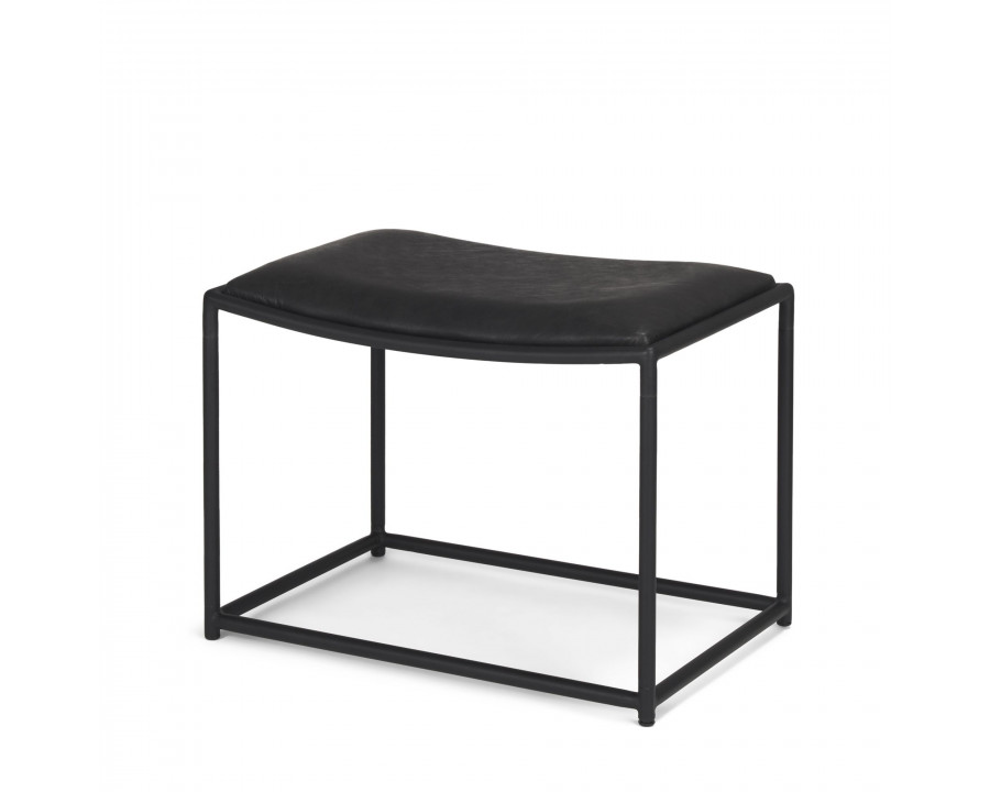 Mercana Taniel Stool with Black Metal - Black, Leather