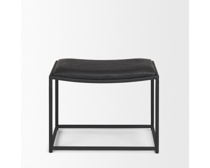 Mercana Taniel Stool with Black Metal - Black, Leather