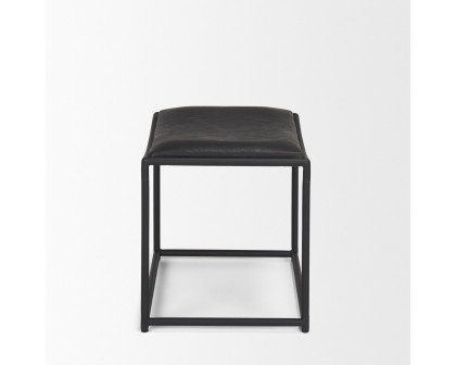 Mercana Taniel Stool with Black Metal - Black, Leather