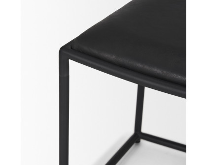 Mercana Taniel Stool with Black Metal - Black, Leather