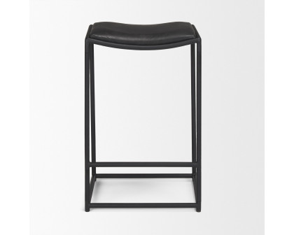 Mercana Taniel Counter Stool - Black, Leather