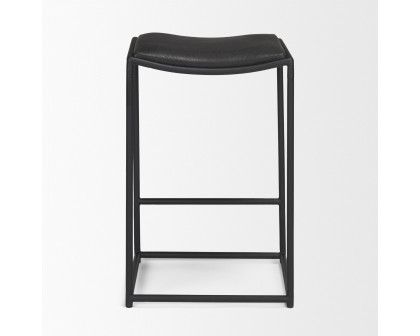 Mercana Taniel Counter Stool - Black, Leather