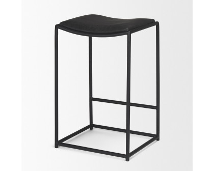 Mercana Taniel Counter Stool - Black, Leather