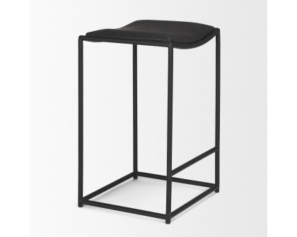 Mercana Taniel Counter Stool - Black, Leather