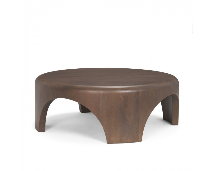 Mercana Shima Round Coffee Table with Arched Legs - Dark Brown